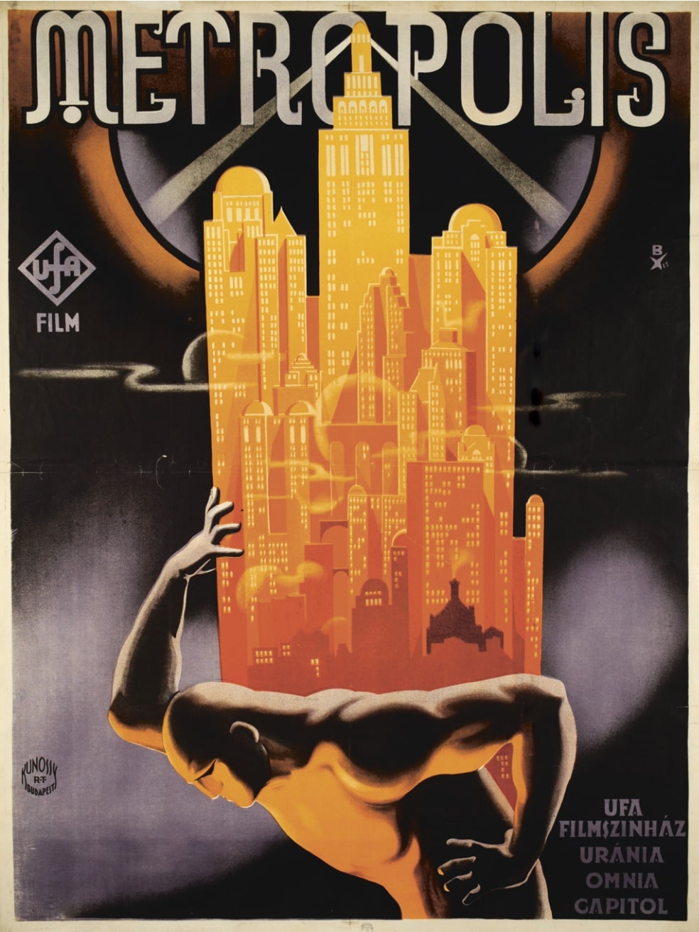 Metropolis: monumentális film, és a magyar plakátművészet egyik csúcspontja (OSZK PKT / PKG.1928/4) © Országos Széchényi Könyvtár